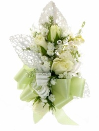 Apple Green and White Corsage